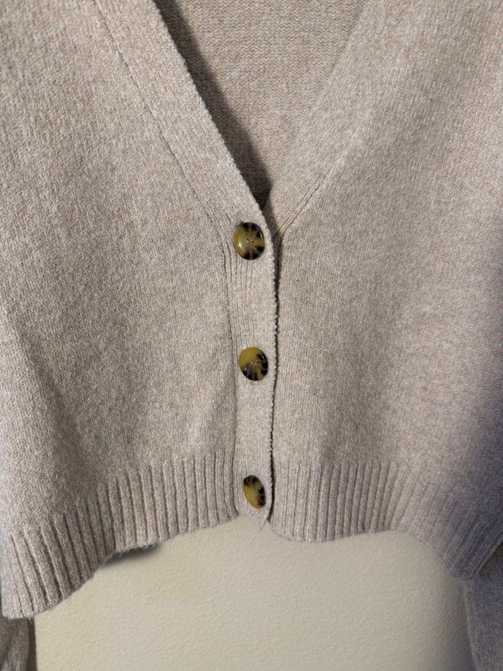 BP Womens Knit Crop Button Front Sweater Cardigan Oatmeal Light Size S - Picture 5 of 8